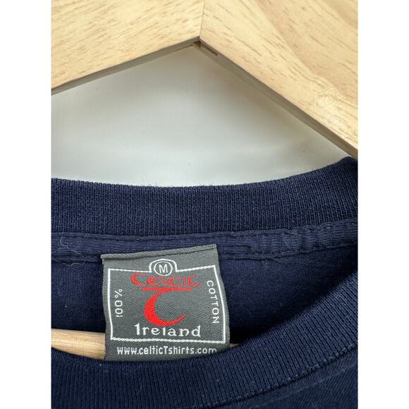 Celtic Ireland Mens Navy Blue Tee T-Shirt Size M Grunge Y2K Biker Skeleton Emo - Picture 3 of 4